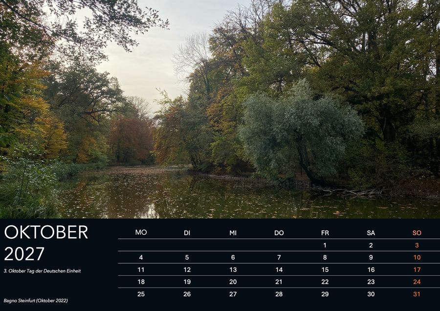 Oktober im Wandkalender Heimatwetter 2027: Bagno Steinfurt, aufgenommen Oktober 2022